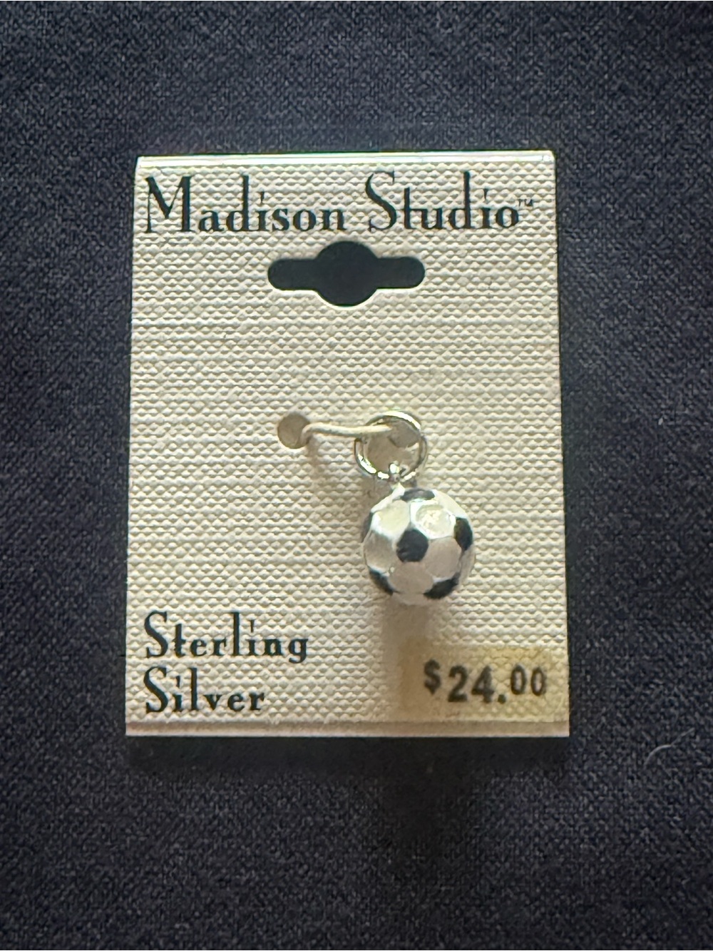 Madison Studio Sterling Silver Soccer Ball Charm - white & Black